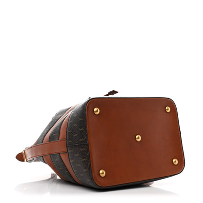 Saint Laurent Canvas Smooth Calfskin Le Monogramme Striped Bucket Bag Brown 4 of 10