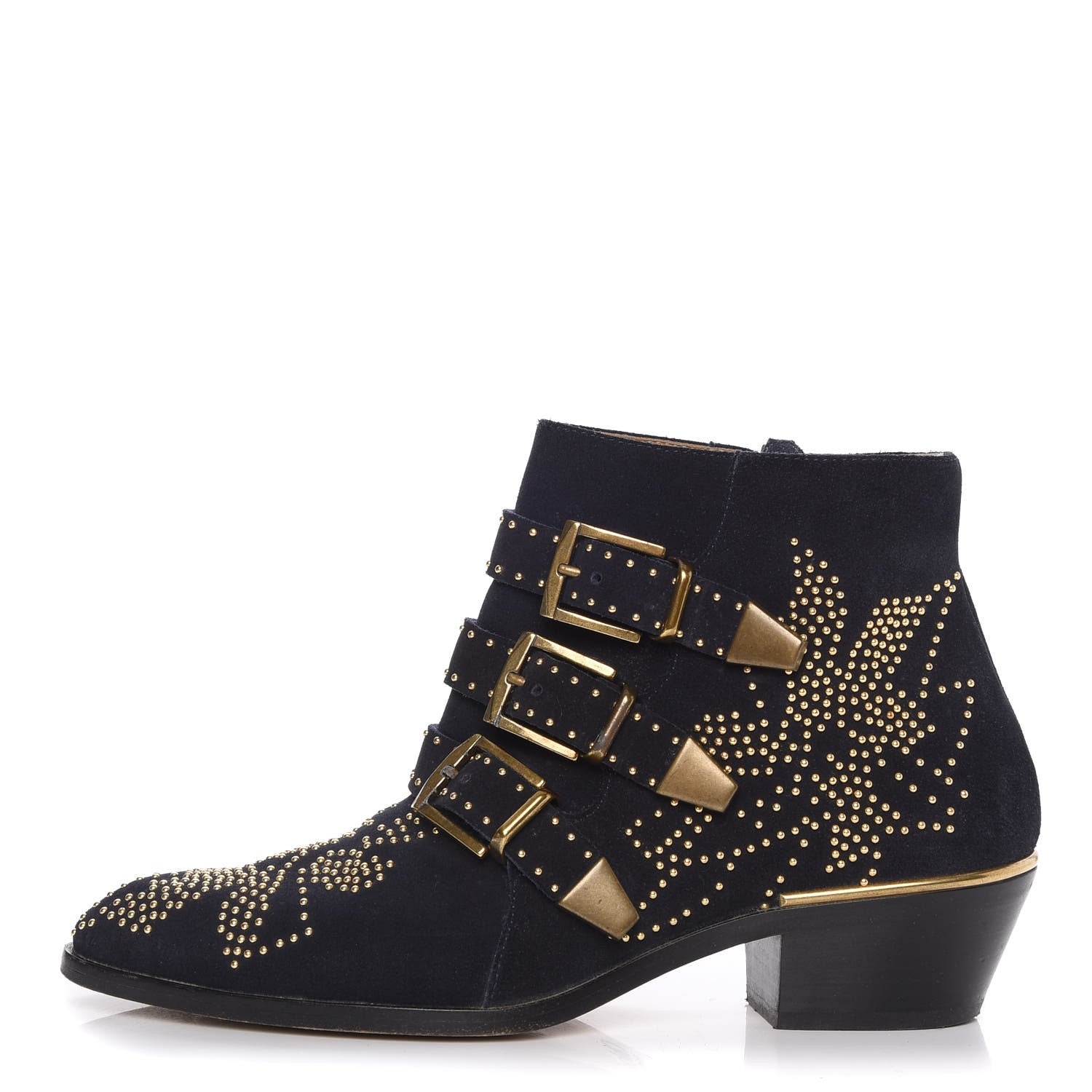 Chloe Suede Studded Suzanna Ankle Booties Boots 37.5 Celtic Night 1 of 11