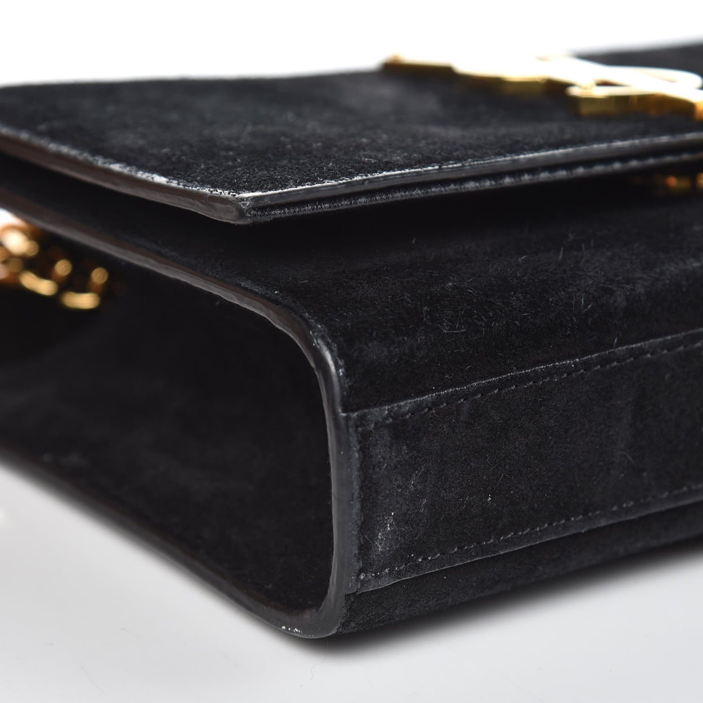 Suede Small Classic Monogram Kate Tassel Satchel Black