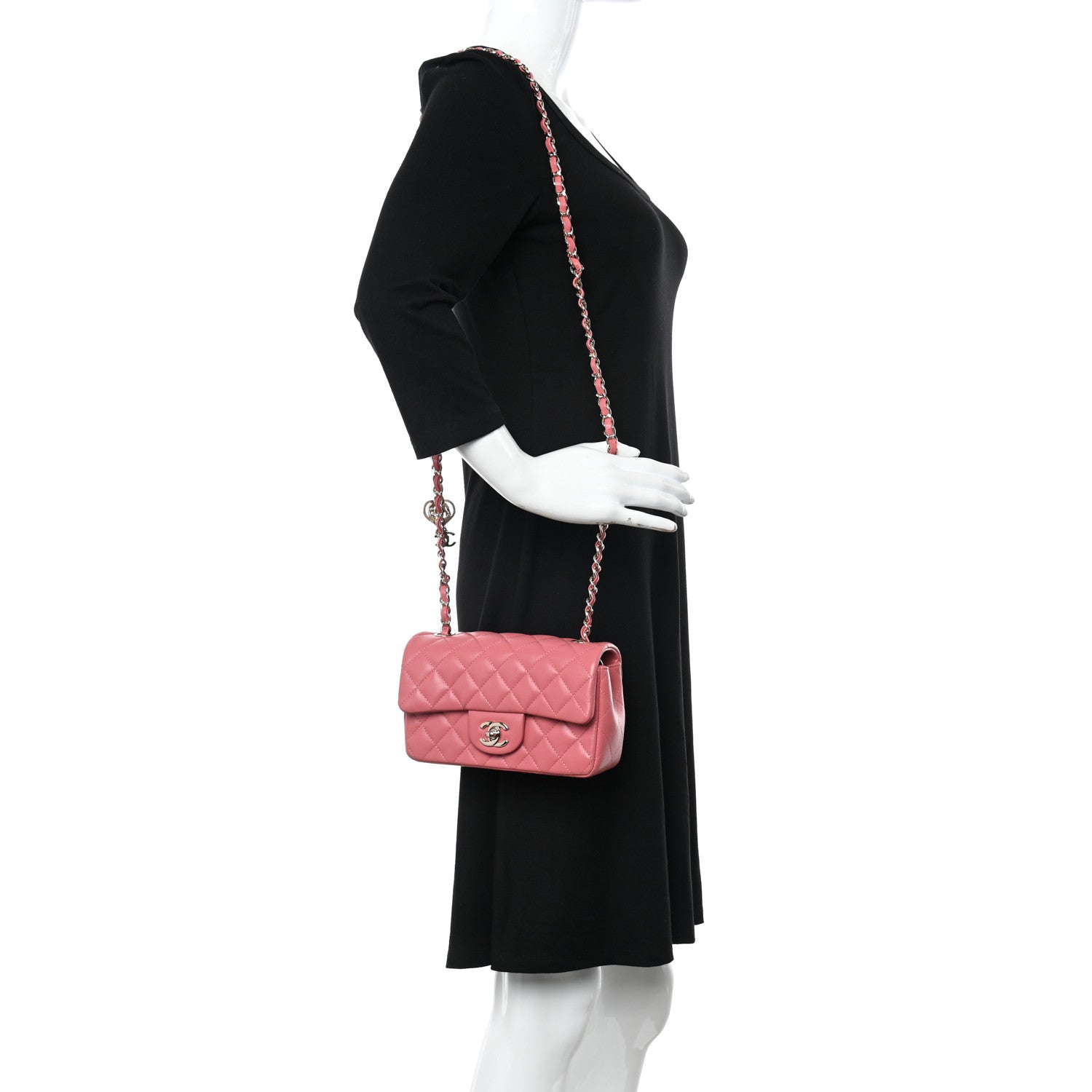 Chanel Lambskin Quilted Valentine Charms Mini Rectangular Flap Pink 2 of 13