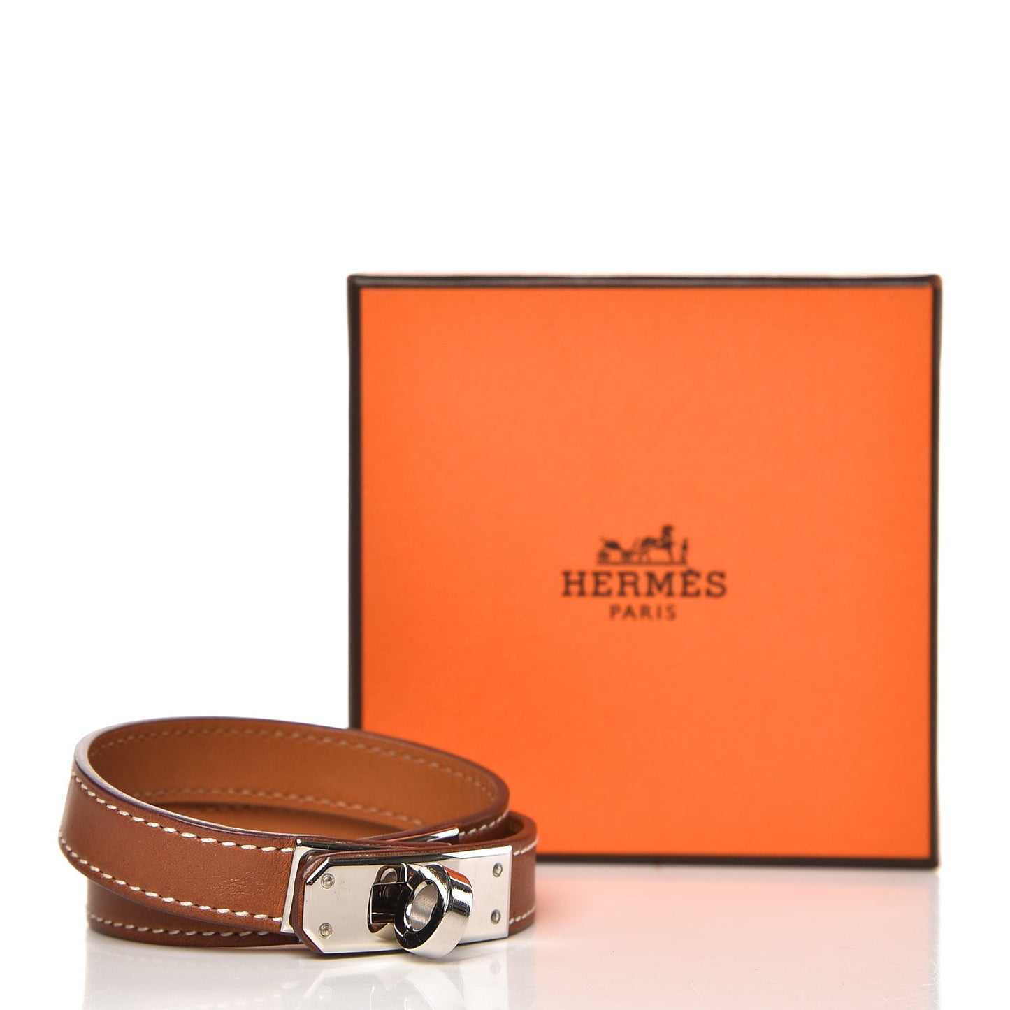 Barenia Kelly Double Tour Bracelet M Fauve