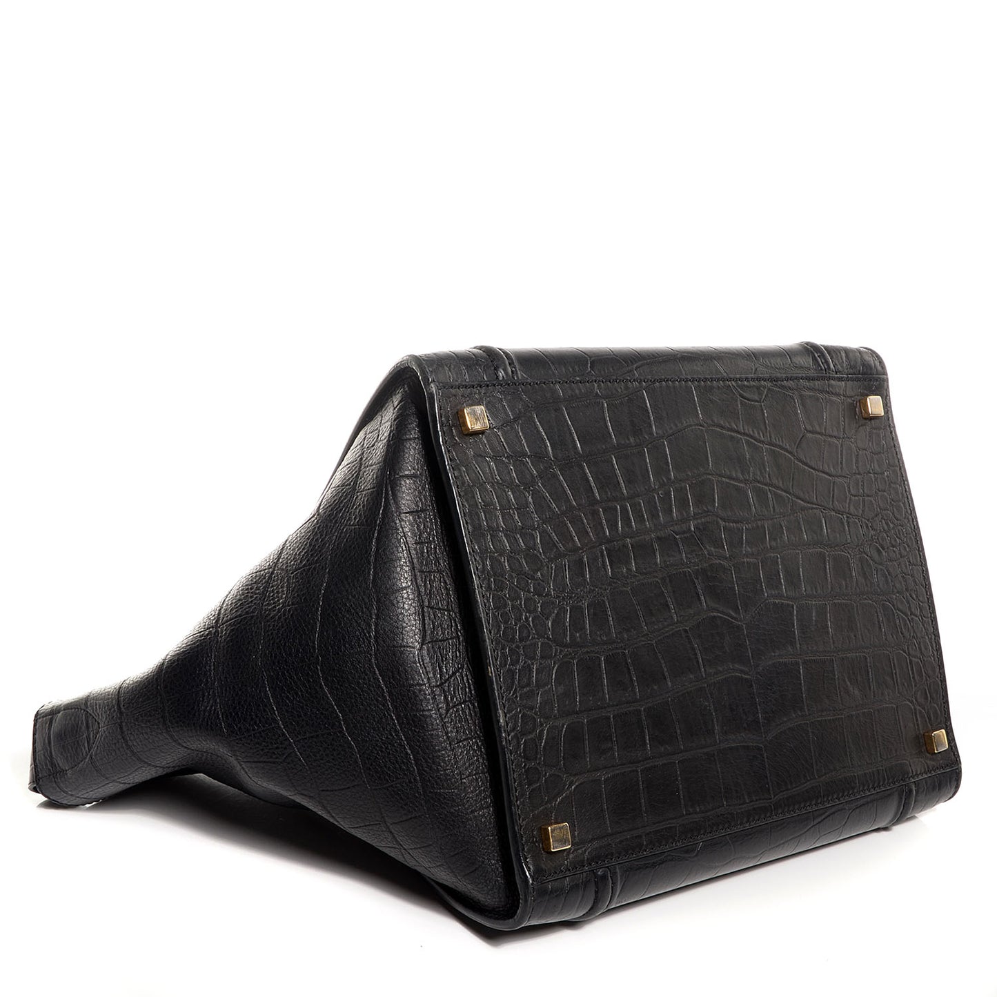 Crocodile Embossed Medium Phantom Luggage Black