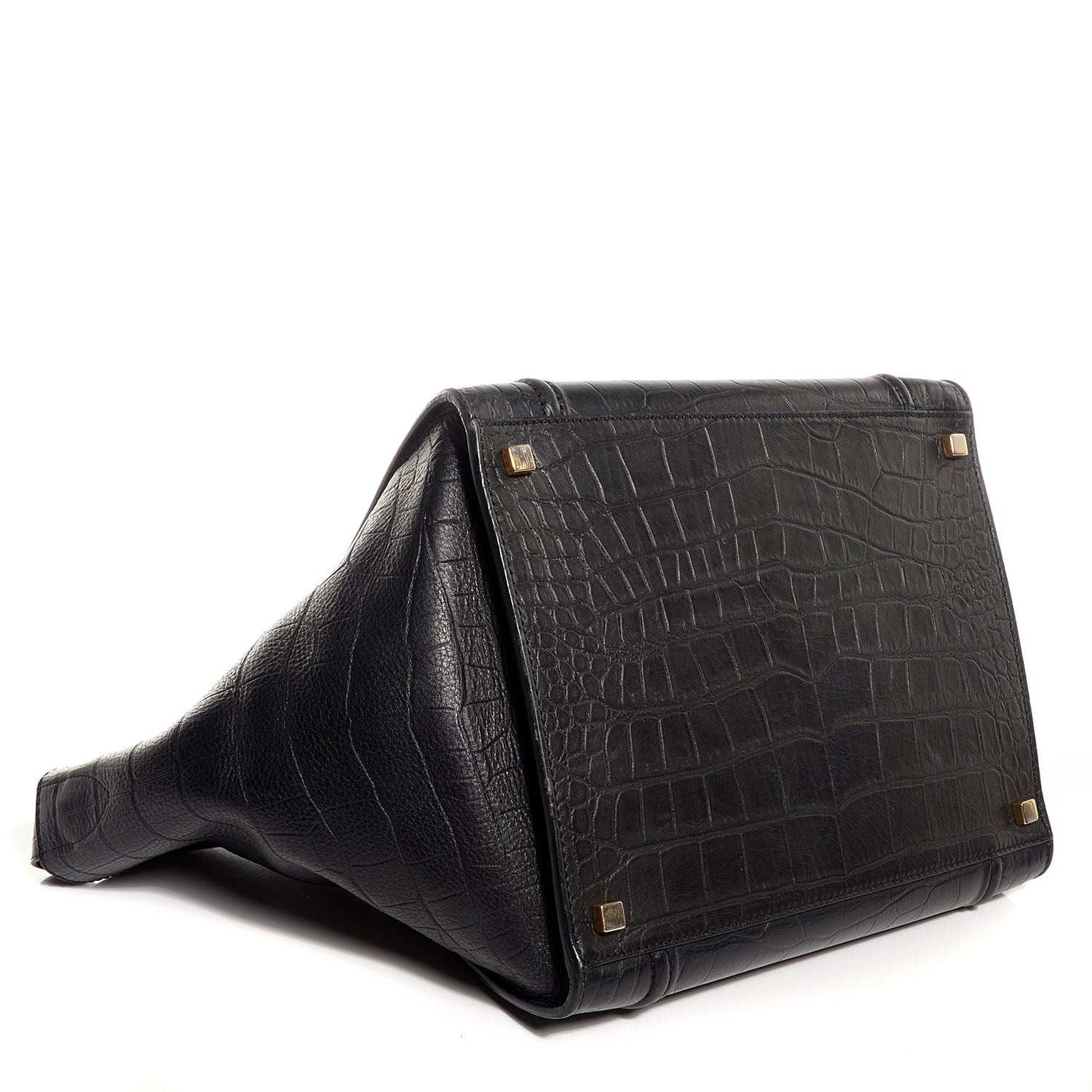 Celine Crocodile Embossed Medium Phantom Luggage Black 4 of 8