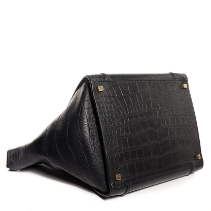 Celine Crocodile Embossed Medium Phantom Luggage Black 4 of 8