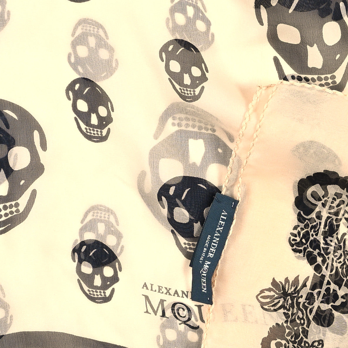 Alexander McQueen Silk Chiffon Skull Scarf Beige Ivory 4 of 4