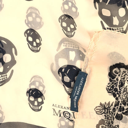 Alexander McQueen Silk Chiffon Skull Scarf Beige Ivory 4 of 4