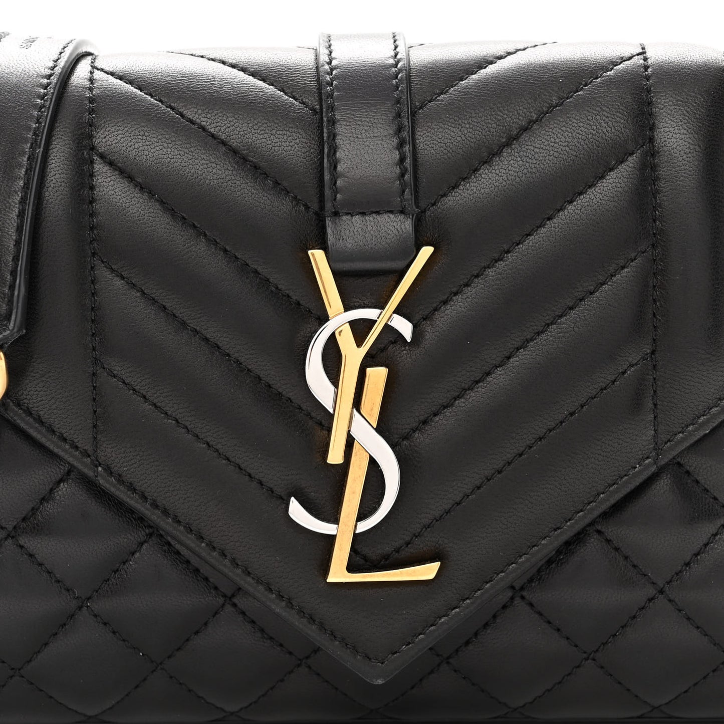 Lambskin Mixed Matelasse Triquilt Small Monogram Satchel Black
