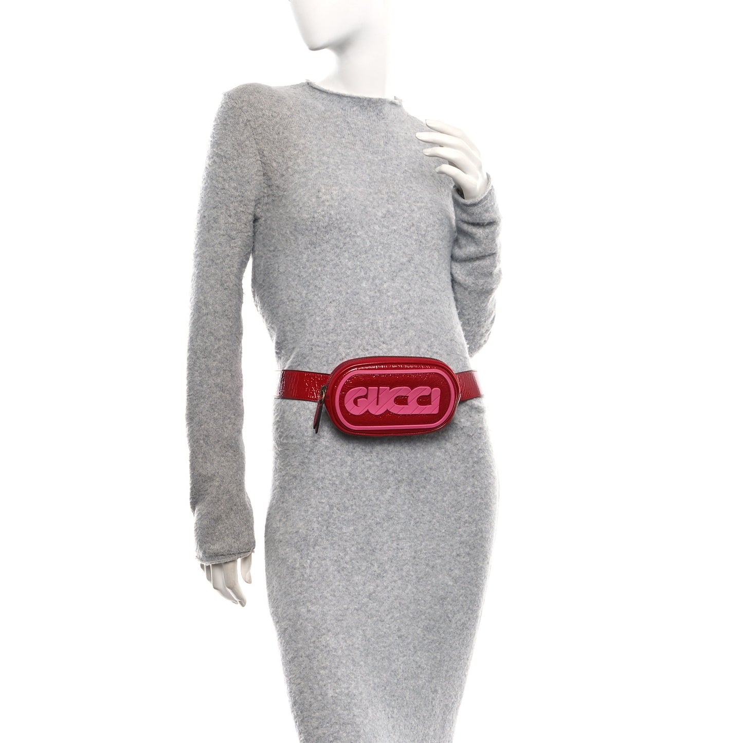 Patent Rubber Game Patch Logo Belt Bag 95 38 Hibiscus Red