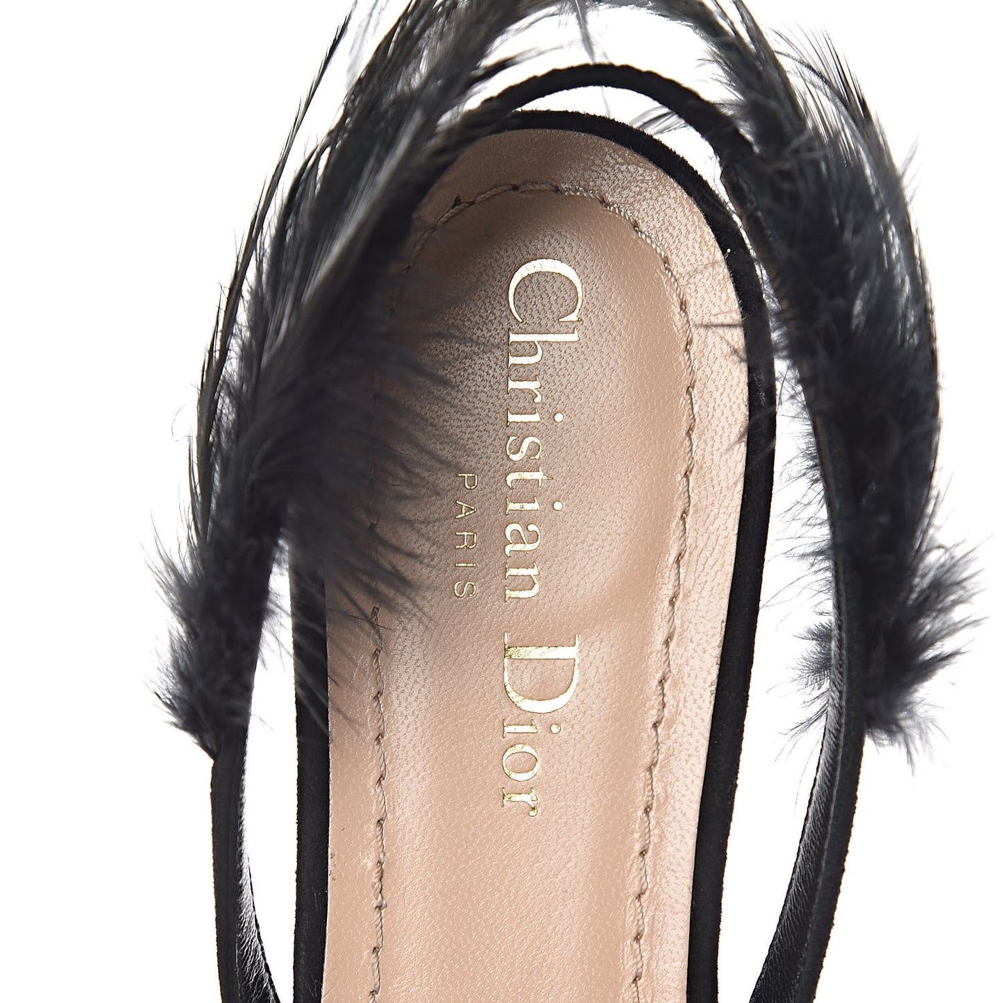 Suede Feather Dior Ethnie Flats 38.5 Black