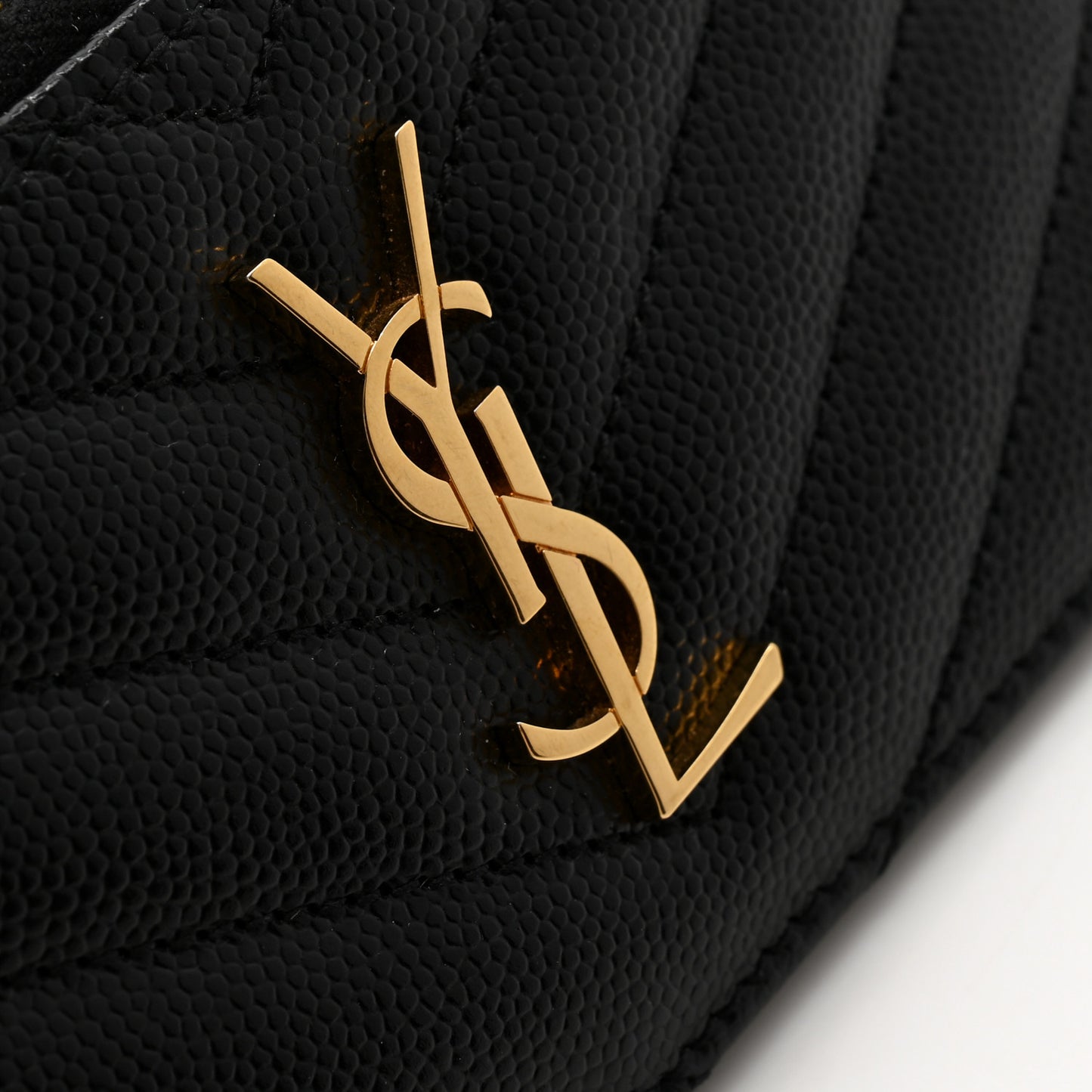 Grain De Poudre Matelasse Chevron Monogram Fragments Zippered Card Case Black