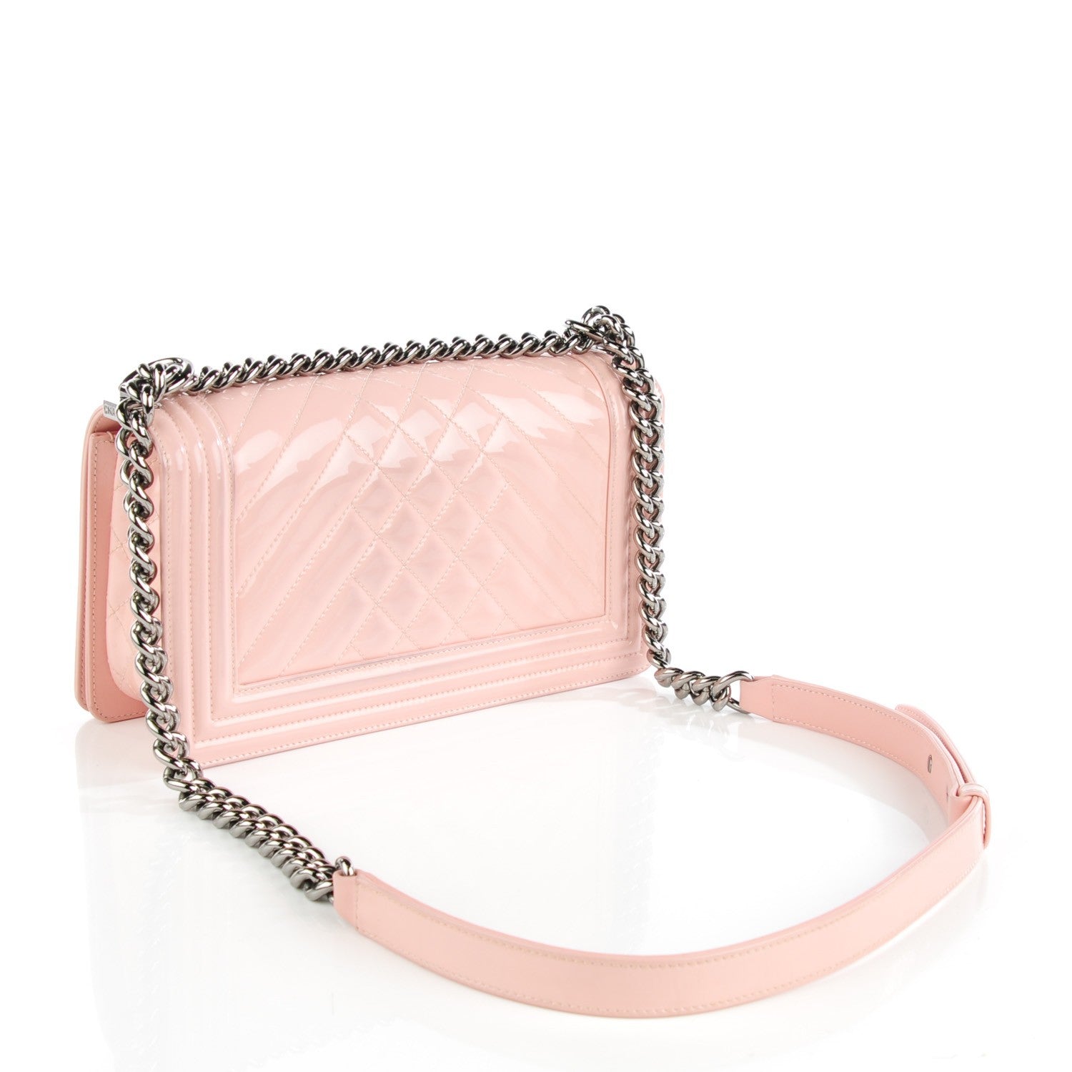 Chanel Patent Chevron Medium Boy Flap Light Pink 3 of 9