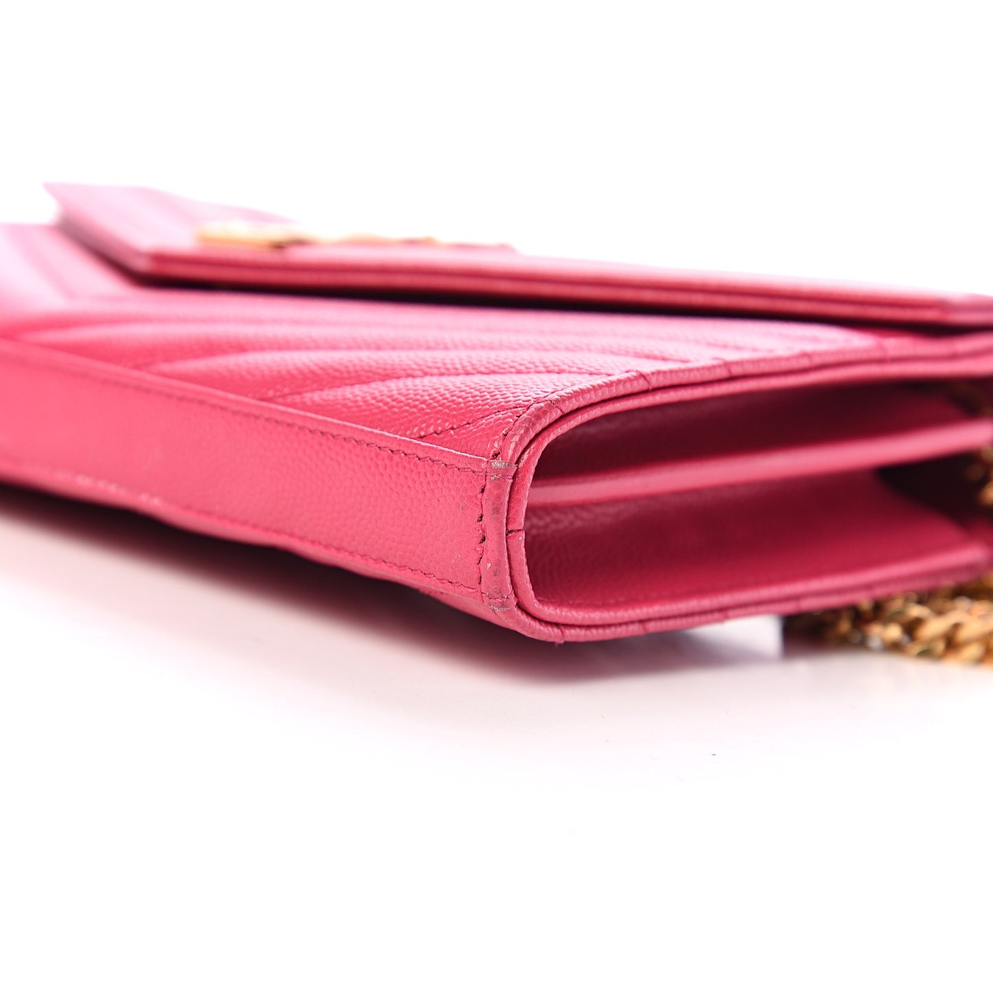 Grain De Poudre Matelasse Chevron Monogram Chain Wallet Rose Clair