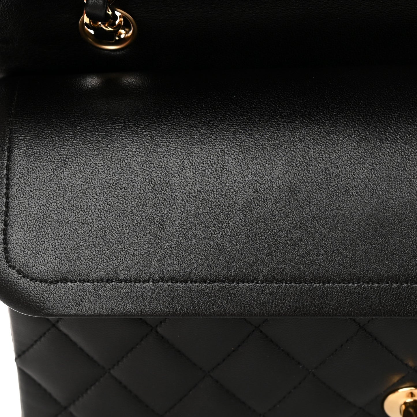 Lambskin Quilted Medium Double Flap Black