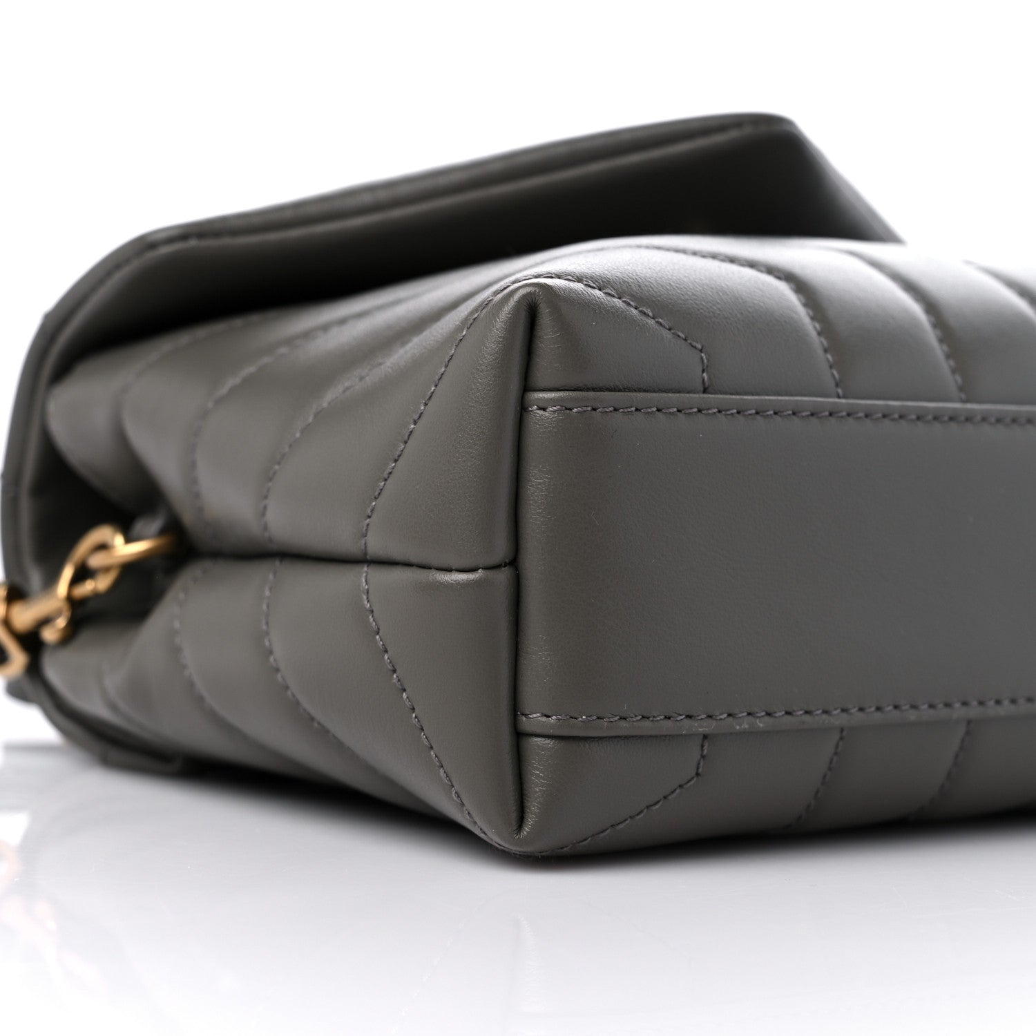 Saint Laurent Calfskin Y Quilted Monogram Toy Loulou Crossbody Bag Grey Kaki 8 of 9