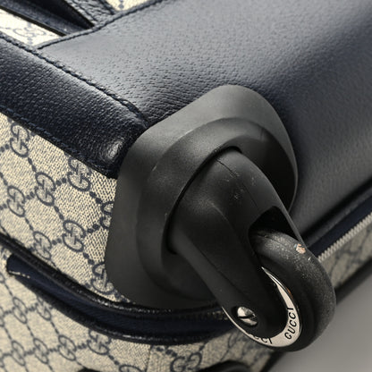 Gucci GG Supreme Monogram Textured Dollar Calfskin Web Small Savoy Cabin Trolley Beige Blue 6 of 9