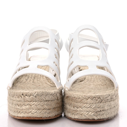 Hermes Calfskin Catalya Espadrille Wedge Sandals 37 White 2 of 10