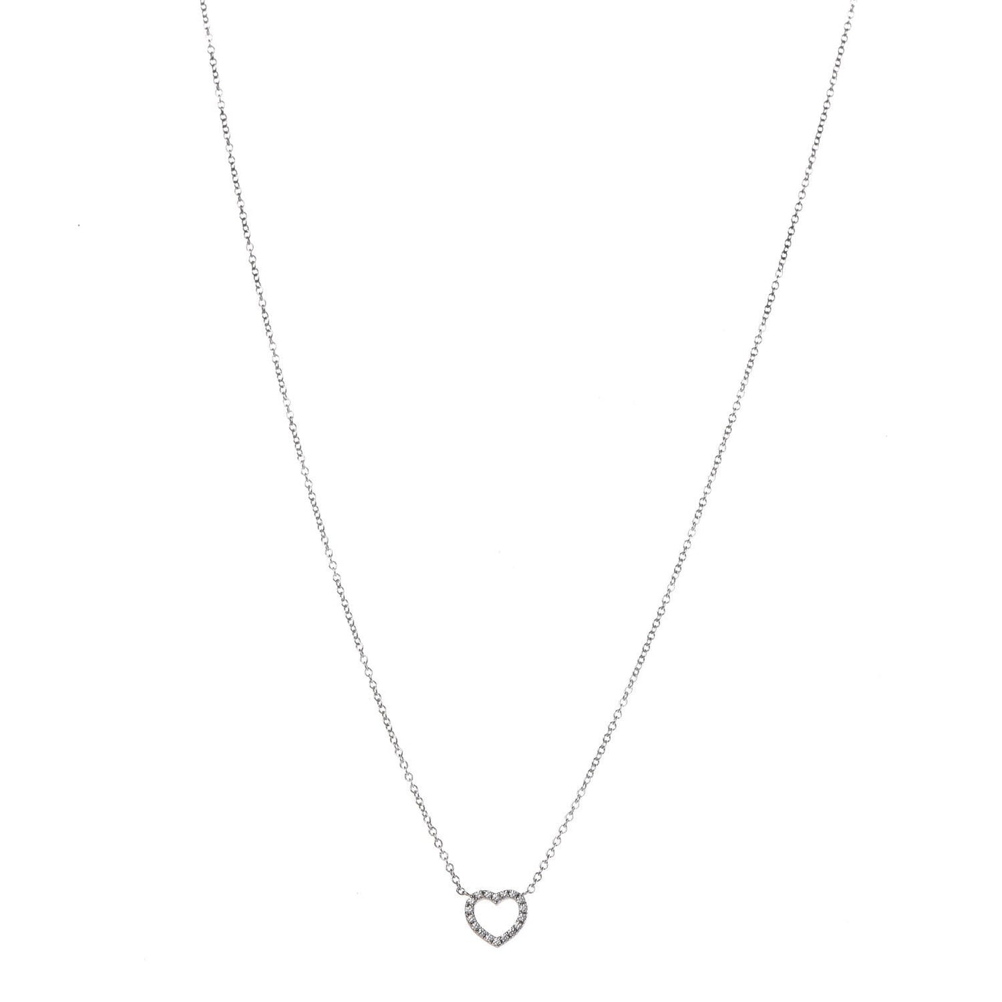 18K White Gold Diamond Metro Heart Pendant Necklace