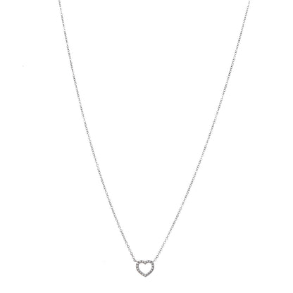Tiffany 18K White Gold Diamond Metro Heart Pendant Necklace 1 of 7