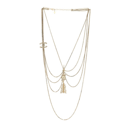 Chanel Pearl Chain CC Long Arrow Multistrand Necklace Gold Pearly White 3 of 5
