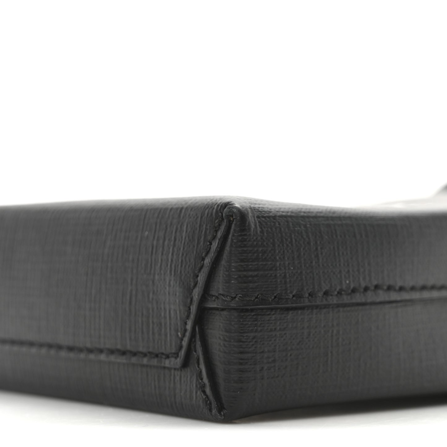 Squared Calfskin Logo Shopping Phone Holder Bag Black