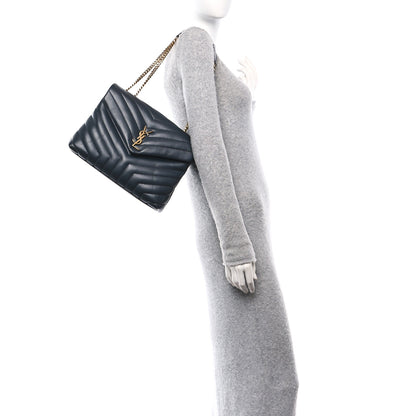 Saint Laurent Calfskin Y Quilted Monogram Medium Loulou Chain Satchel Dark Smog 2 of 10