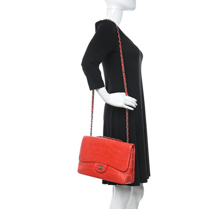 Chanel Alligator Jumbo Double Flap Red 2 of 12