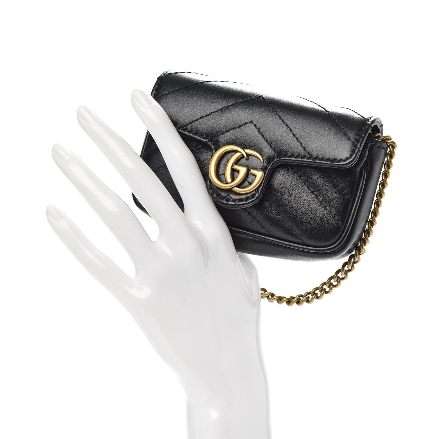 Calfskin Matelasse GG Marmont 2.0 Coin Purse On A Chain Black
