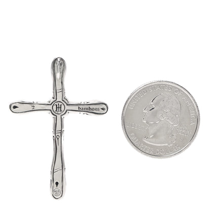 John Hardy Sterling Silver Black Sapphire Bamboo Cross Pendant 2 of 3
