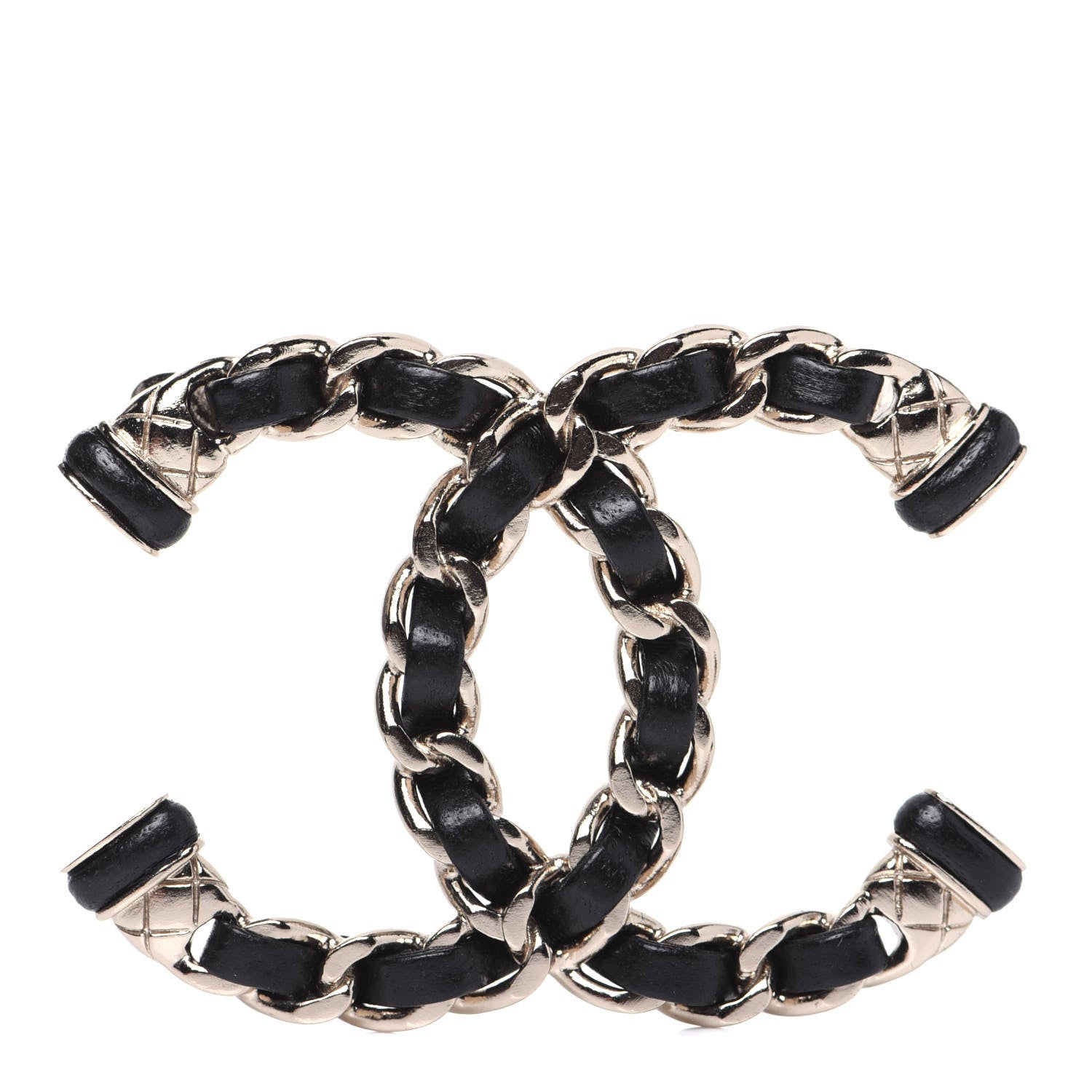 Chanel Lambskin Chain CC Brooch Black Gold 1 of 8