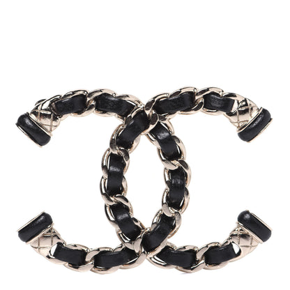 Chanel Lambskin Chain CC Brooch Black Gold 1 of 8