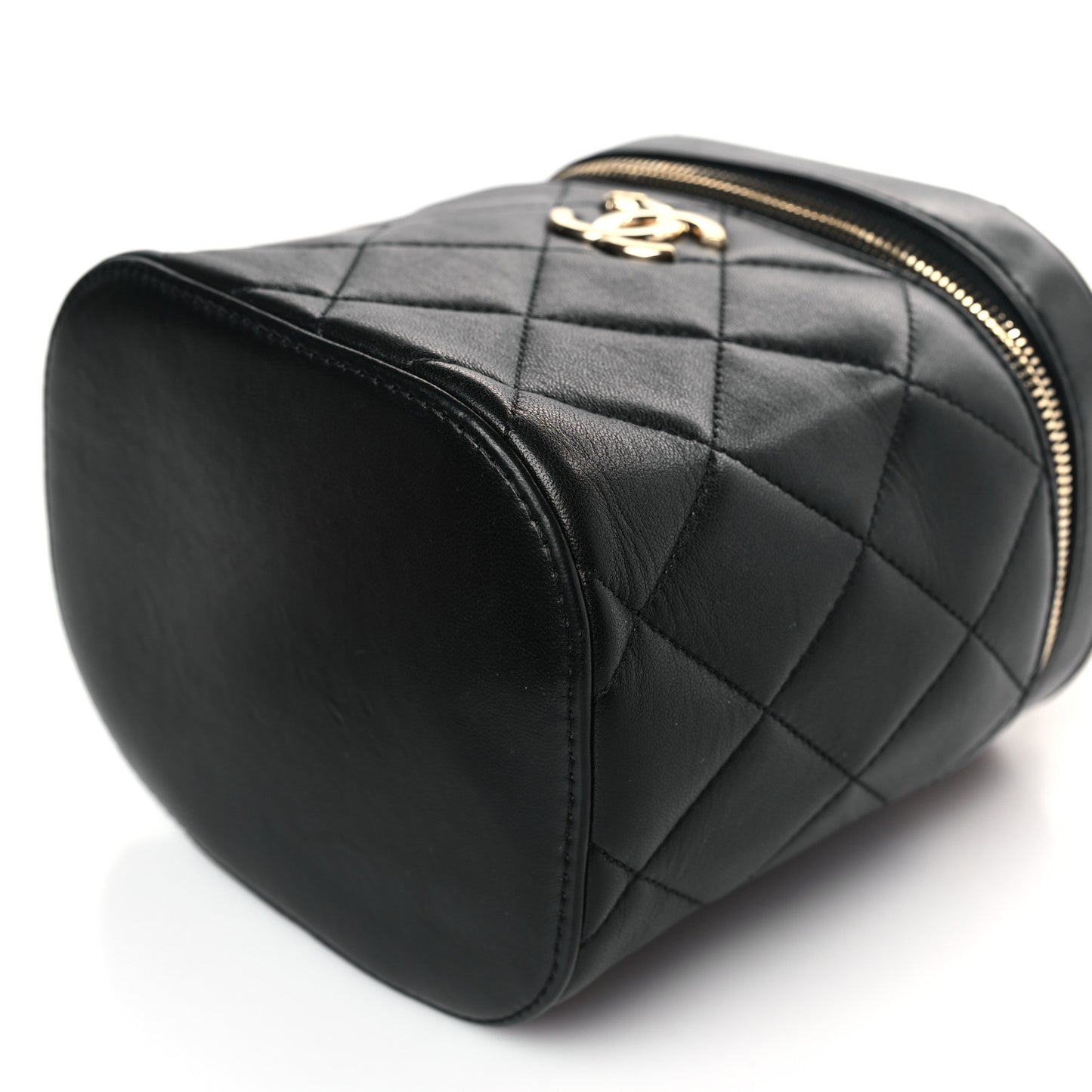 Lambskin Quilted Trendy Vanity Case Black
