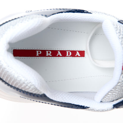 Prada Patent Technical Fabric Mens America's Cup Patchwork Sneakers 11 Royal Argento 8 of 9