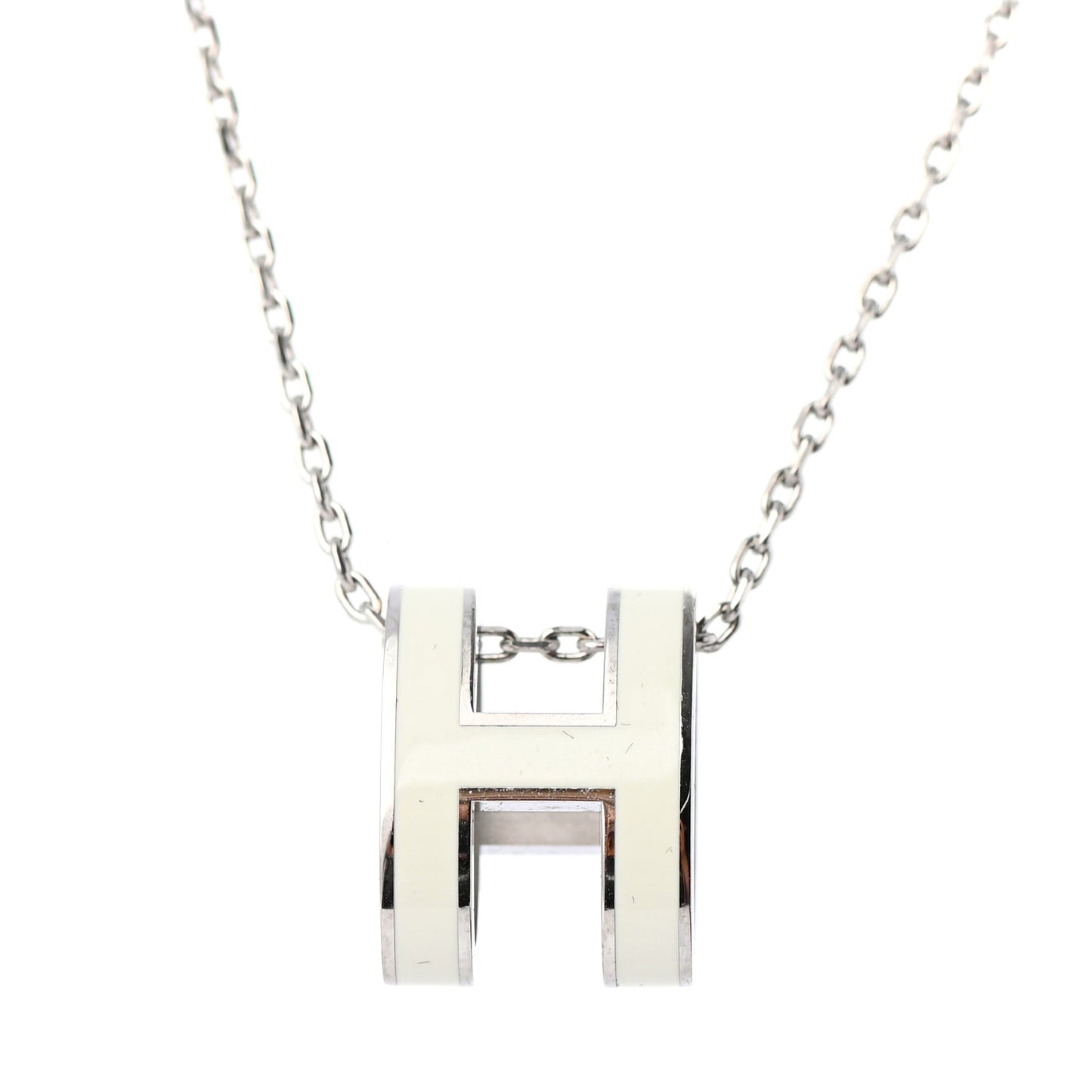 Lacquered Palladium Pop H Pendant Necklace White