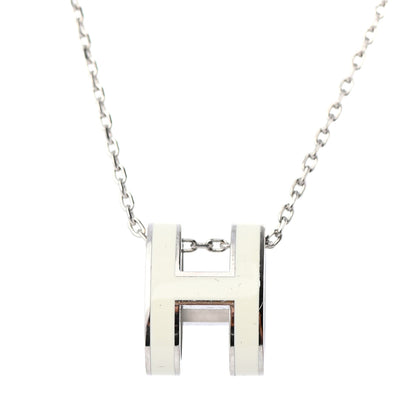 Hermes Lacquered Palladium Pop H Pendant Necklace White 3 of 4