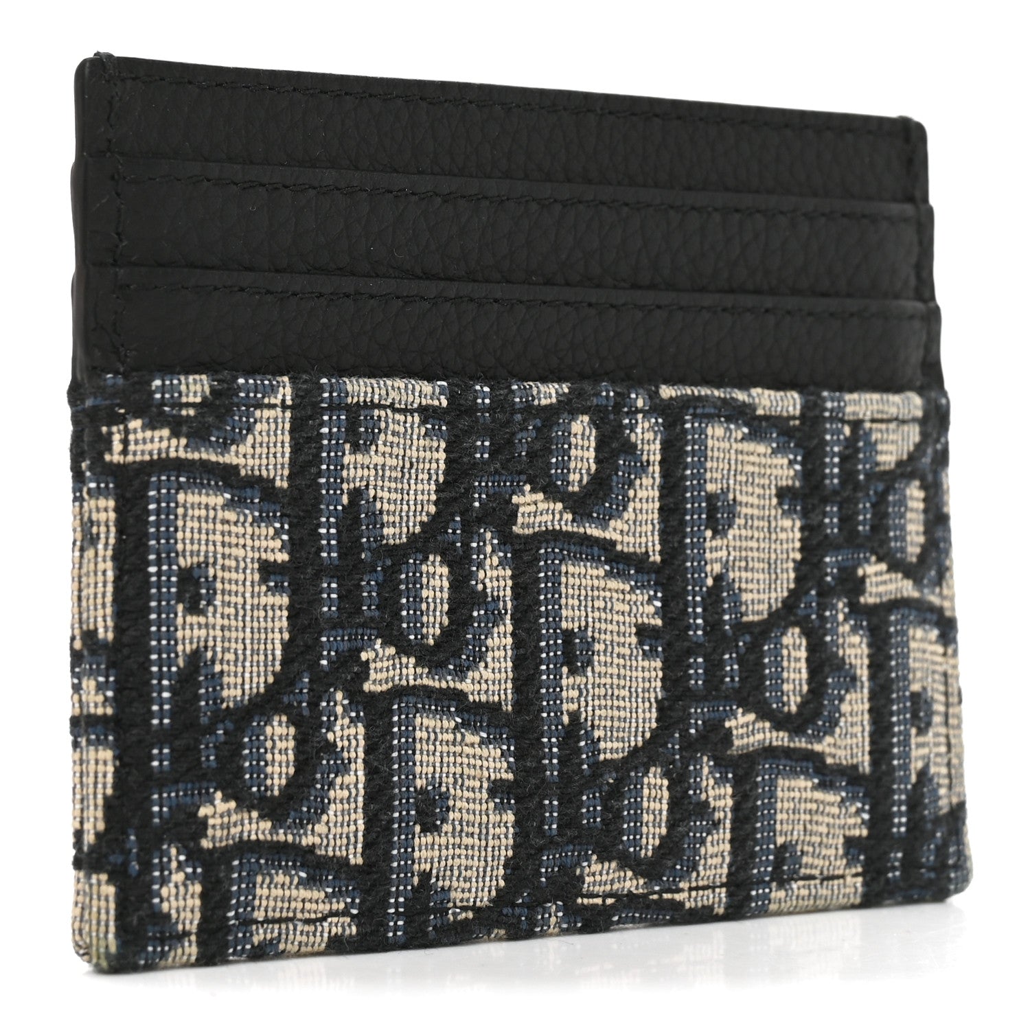 Christian Dior Grained Calfskin Oblique Card Holder Black 3 of 6