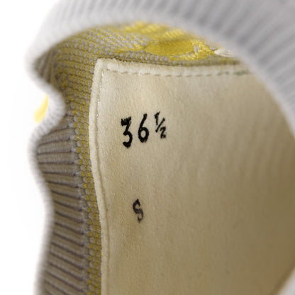 Hermes Knit Goatskin Womens Addict Sneakers 36.5 Jaune Citron Gris 8 of 9