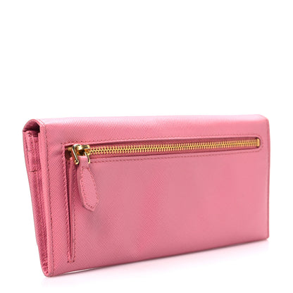 Prada Saffiano Metal Continental Flap Wallet Begonia 3 of 8