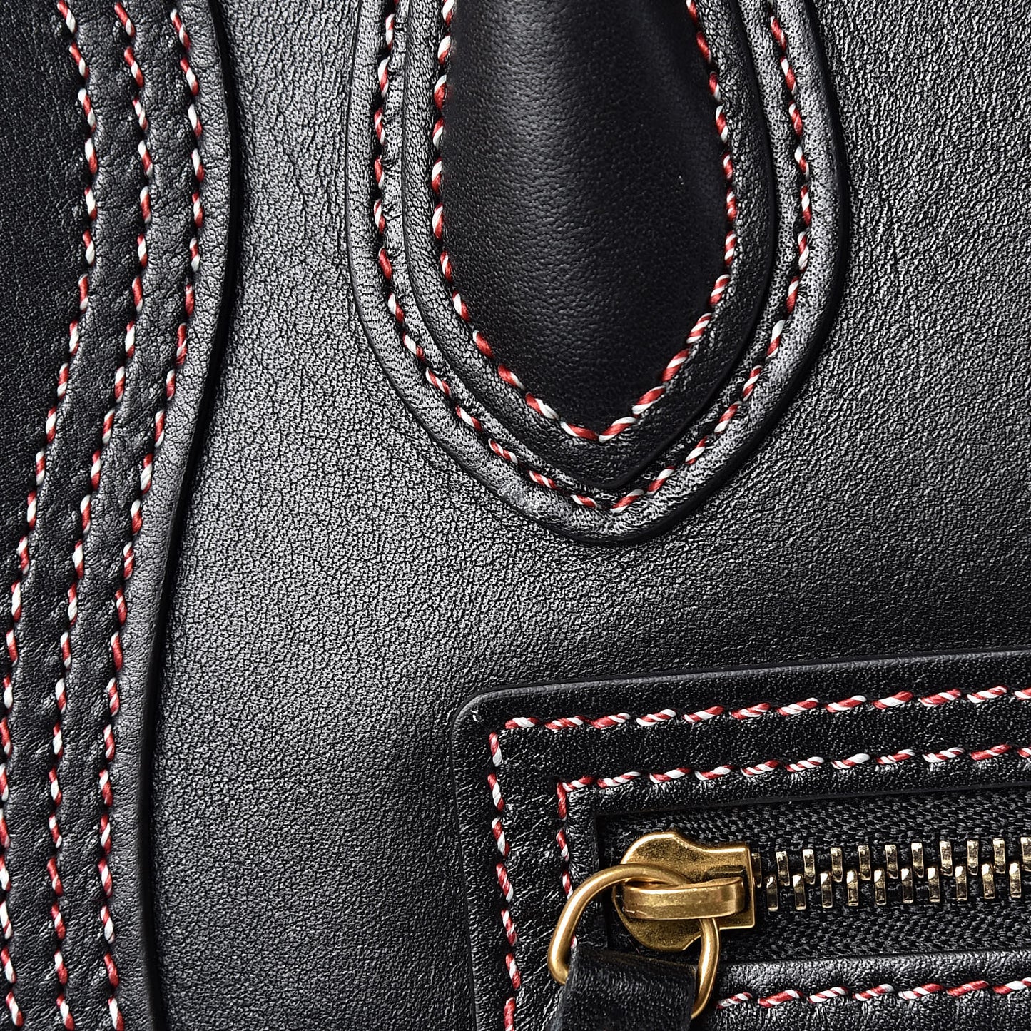Smooth Calfskin Multicolor Stitch Nano Luggage Black