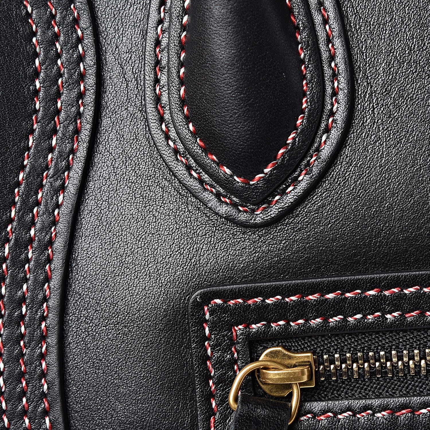 Celine Smooth Calfskin Multicolor Stitch Nano Luggage Black 8 of 13