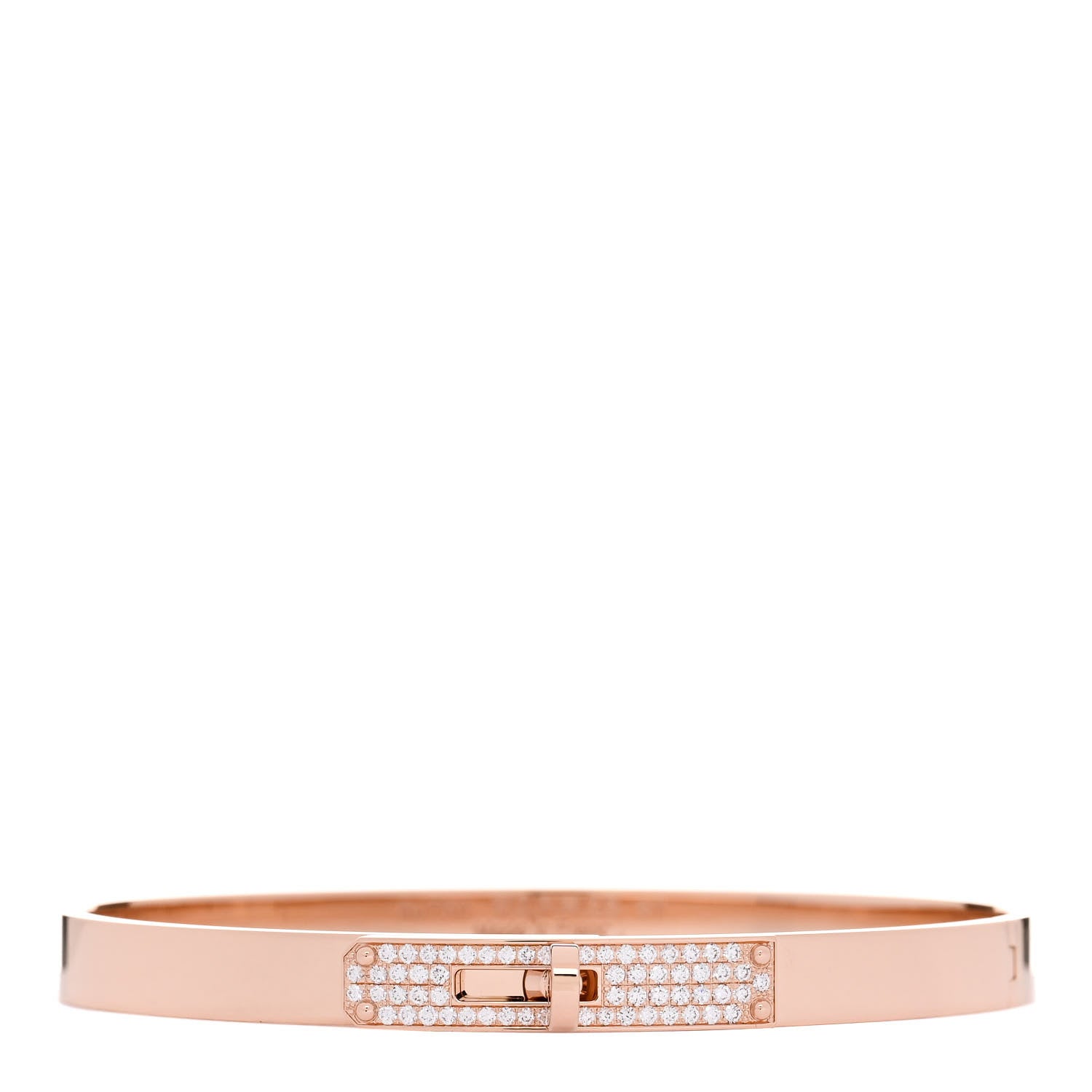 Hermes 18K Rose Gold Diamond PM Kelly Pave Bracelet ST 1 of 4
