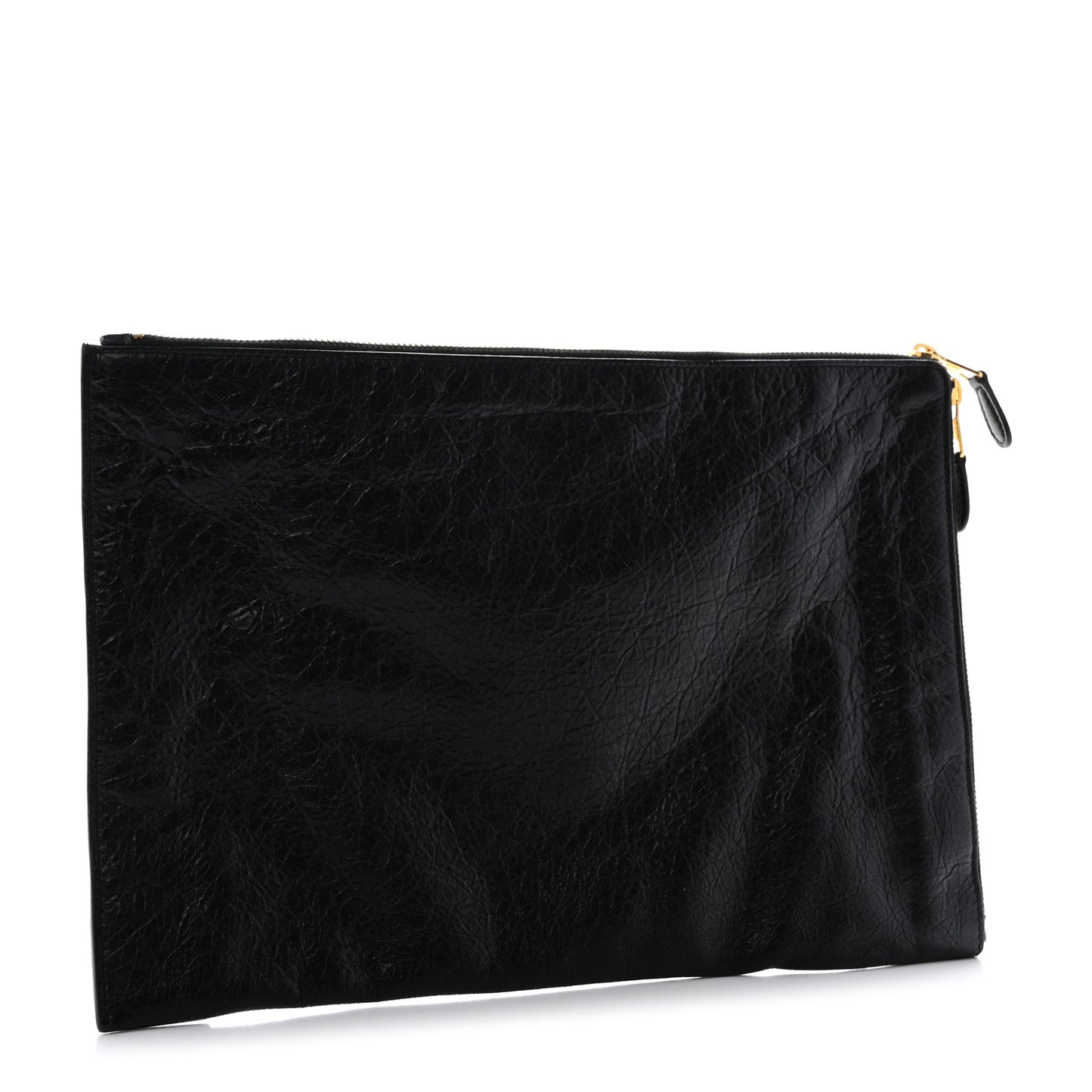 Agneau Giant 12 Gold Hardware Pouch Clutch Black