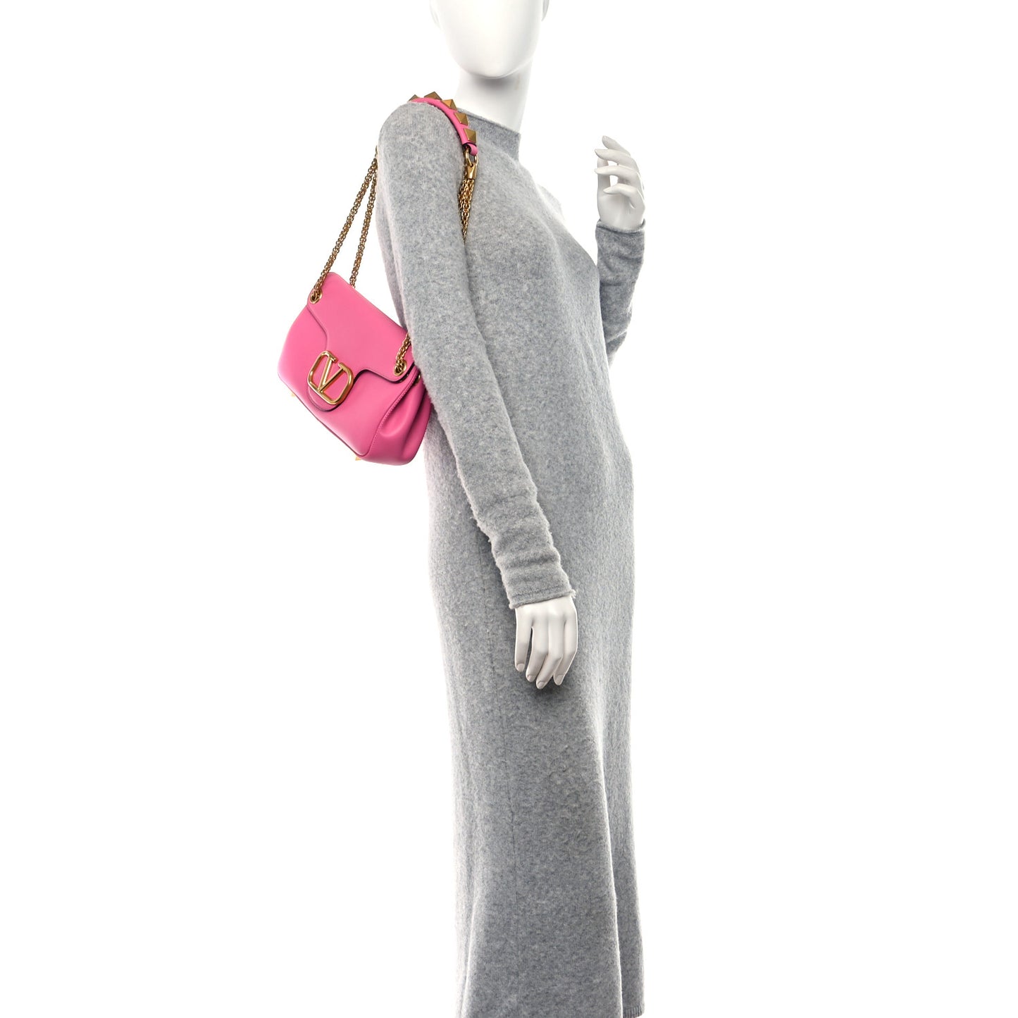 Nappa Stud Sign Shoulder Bag Feminine Pink