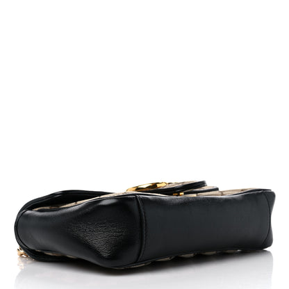 Gucci Monogram Matelasse Diagonal Mini GG Marmont Shoulder Bag Beige Black 4 of 11