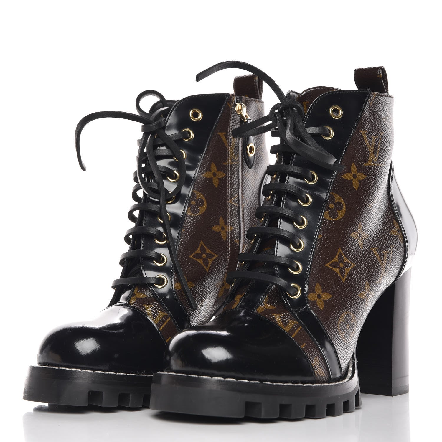 Louis Vuitton Patent Calfskin Monogram Star Trail Ankle Boots 38.5 Black 2 of 7