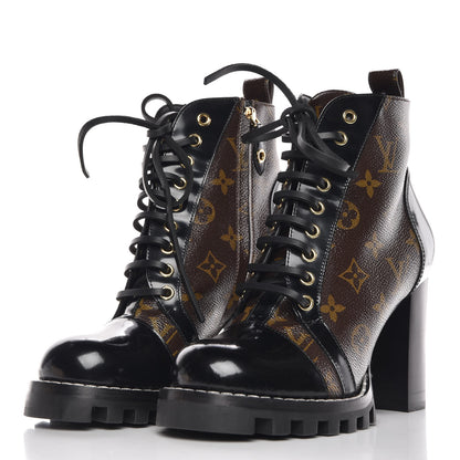 Louis Vuitton Patent Calfskin Monogram Star Trail Ankle Boots 38.5 Black 2 of 7