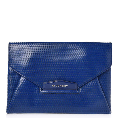 Givenchy Calfskin Dot Embossed Antigona Envelope Clutch Blue 1 of 7