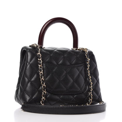 Chanel Caviar Lizard Embossed Quilted Extra Mini Coco Handle Flap Black 3 of 10