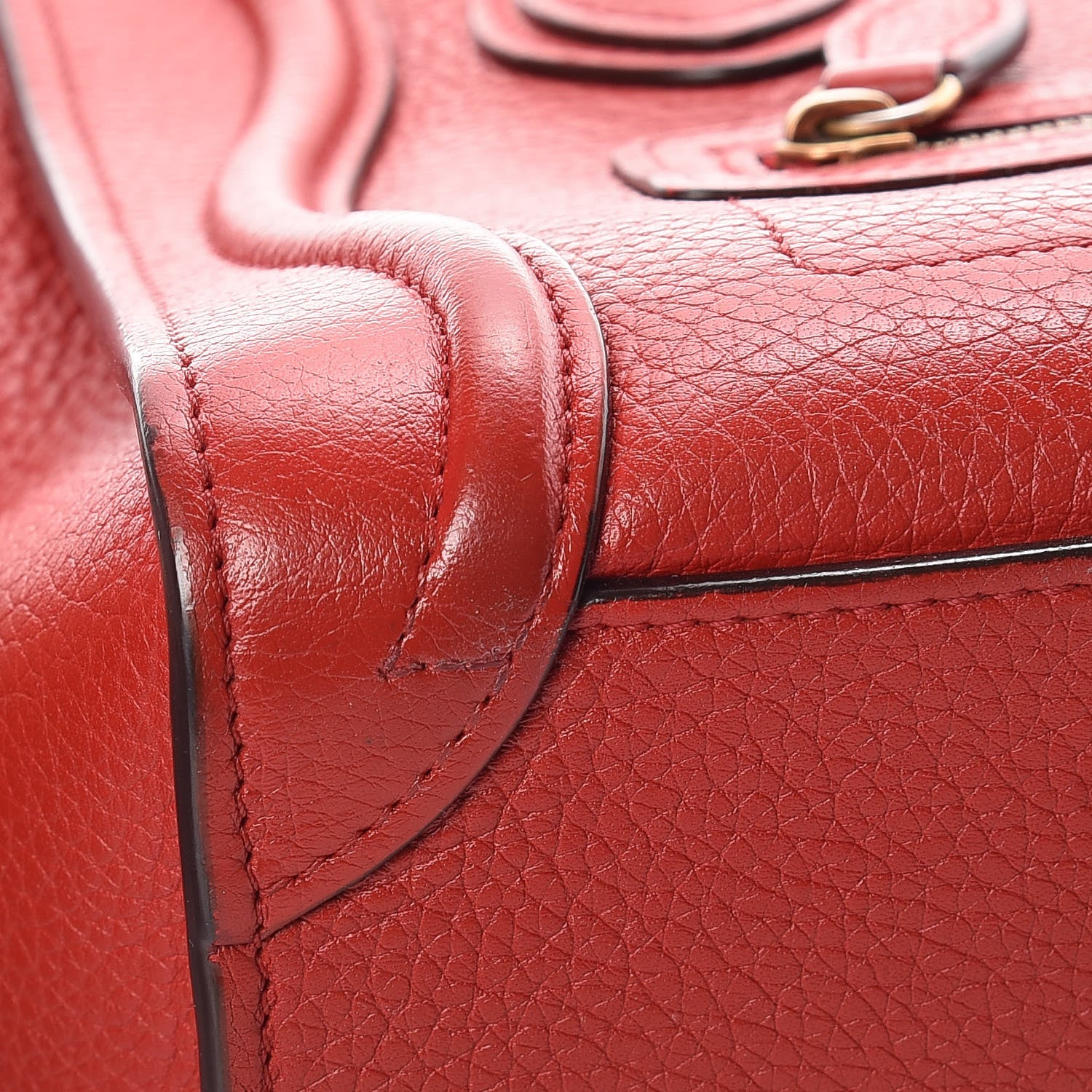 Celine Drummed Calfskin Nano Luggage Coquelicot 10 of 15