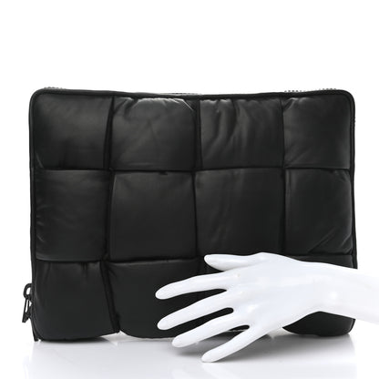 Bottega Veneta Calfskin Maxi Intrecciato Puffy Laptop Pouch Black 2 of 7