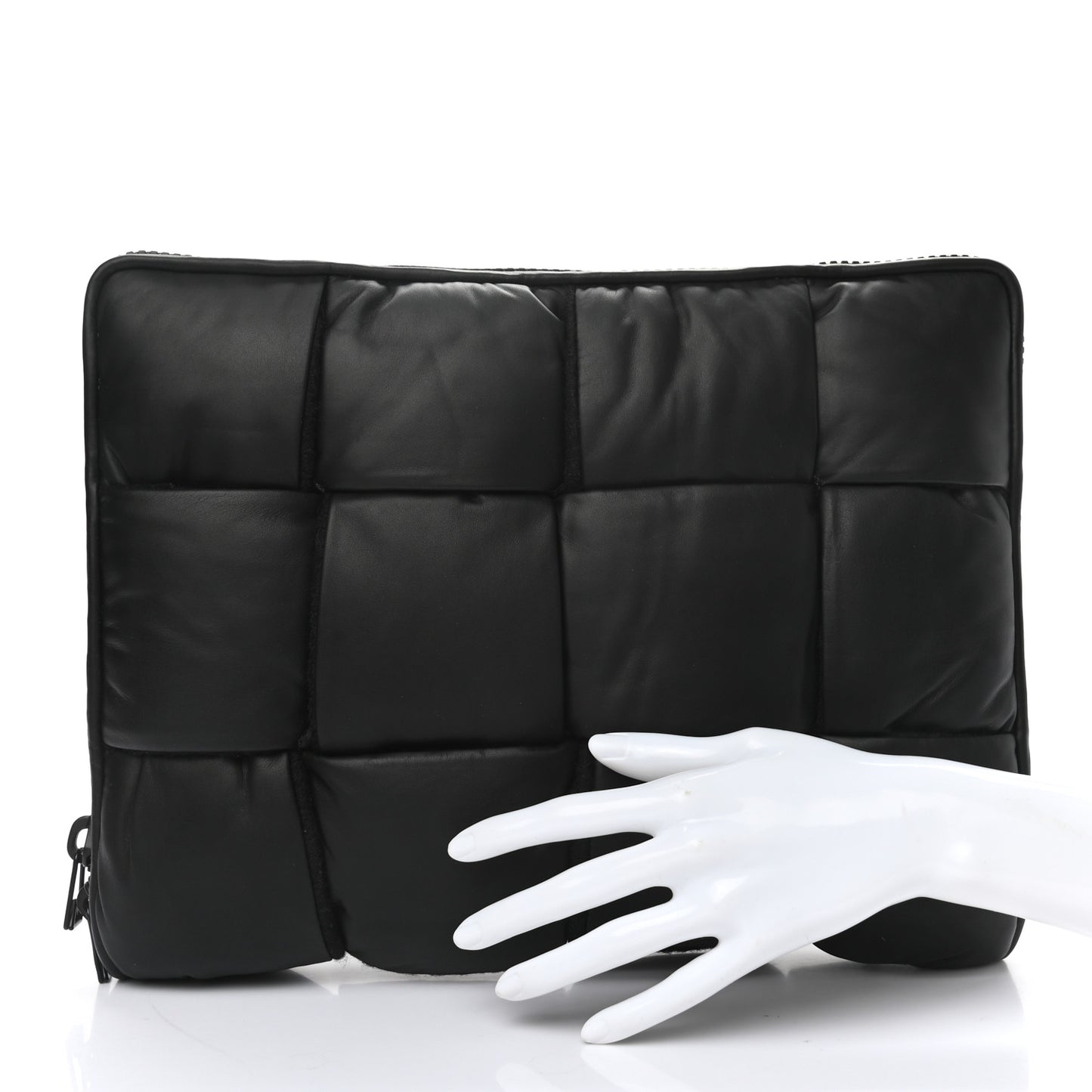 Calfskin Maxi Intrecciato Puffy Laptop Pouch Black